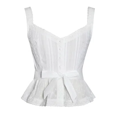 Miss Circle New York Women's White Aliya Cotton Poplin Button Up Sleeveless Top