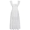 Miss Circle New York Women's White Eden Square Neck Ruffle Trim High Wais Midi Dress