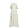 Miss Circle New York Women's White Idra Lace Trim Sleeveless Crochet Midi Trailing Dress