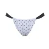 Miss Circle New York Women's White Oliveah Polka Dot Ruched Black Lacing Bikini Bottom In White