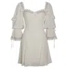 Miss Circle New York Women's White Zakira Lace Trim Half Sleeve Mini Dress In White