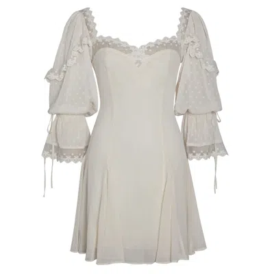 Miss Circle New York Women's White Zakira Lace Trim Half Sleeve Mini Dress