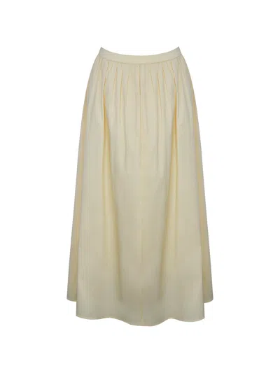 Miss Circle New York Women's Wina Lemon Yellow Cotton Poplin Low-waisted Maxi Skirt