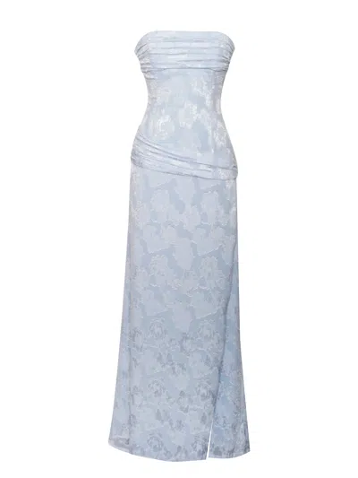Miss Circle New York Women's Xatia Baby Blue Jacquard Textured High Slit Maxi Dress