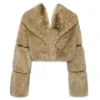 Miss Circle New York Women's Yadavi Brown Vegan Fur Cropped Jacket In Brown