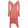 Miss Circle New York Women's Yellow / Orange Fiorella Rosy Mauve Satin Rayon Midi Dress