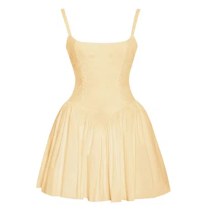 Miss Circle New York Women's Yellow / Orange Kadi Yellow Cotton Drop Waist Corset Mini Dress In Yellow/orange