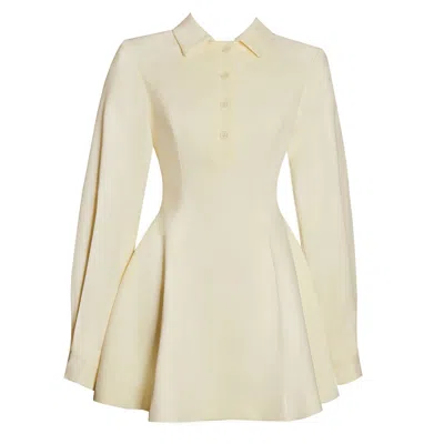 Miss Circle New York Women's Yellow / Orange Obelia Off White Long Sleeve Polo Mini Dress