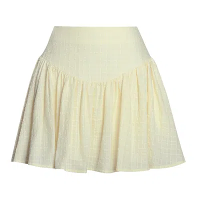 Miss Circle New York Women's Yellow / Orange Odelie Yellow Drop Waist  Seersucker Full Skirt