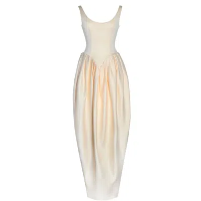 Miss Circle New York Women's Yellow / Orange Udana Butter Yellow Drop Waist Tulip Gown
