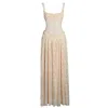 Miss Circle New York Women's Yellow / Orange Ulissa Orange Square Neck Jacquard Textured High Slit Maxi Dress