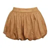 Miss Circle New York Women's Yuna Brown Suede Bubble Hem Skirt In Brown