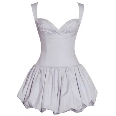Miss Circle New York Women's Zada Grey Pleated Breast Bubble Hem Mini Dress