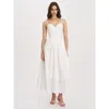 Miss Circle Oberon Cotton Eyelet Lace-up Back Maxi Dress In White