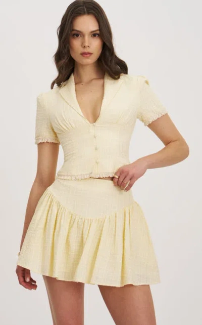 Miss Circle Odelia Lace Trim Seersucker Button Up Top In Multi
