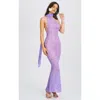 Miss Circle Olena Haler Neck Mesh Maxi Dress In Purple