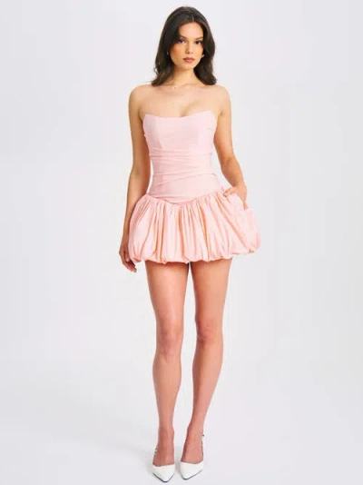 Miss Circle Oletta Corset Strapless Bubble Hem Mini Dress In Pink