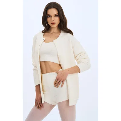 Miss Circle Orla Wool-blend Ribbed Knit Cardigan In White