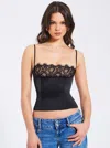 Miss Circle Padma Satin Lace Bustier Corset Top In Black