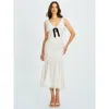 Miss Circle Paola Peter Pan Collar Beaded Sequin Mermaid Midi Dress In White