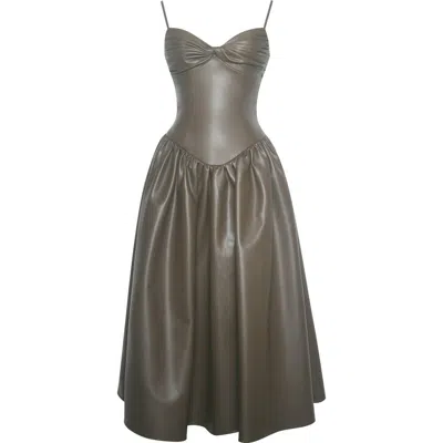 Miss Circle Parisia Vegan Leather Drop Waist Maxi Dress In Green