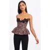 Miss Circle Qiaracheetah Peplum Top With Lace Trim In Brown