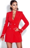 Miss Circle Women Quilla Red Feather Crystal Sleeve Backless Blazer Dress In Red