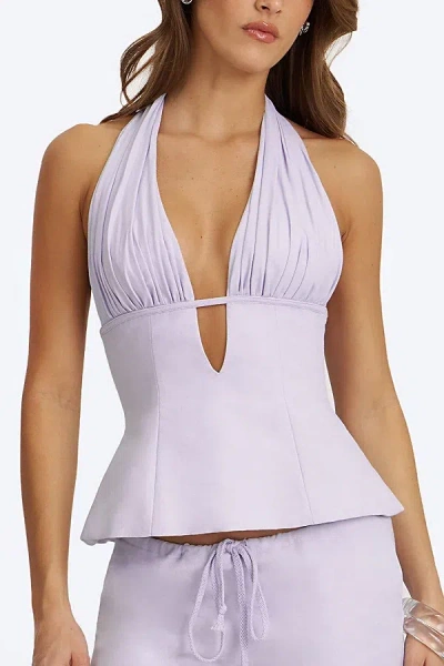 Miss Circle Quinzella Linen Halter Top In Purple, Women's At Urban Outfitters