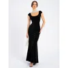 Miss Circle Rachael Velvet Pearl Embellished Gown In Black