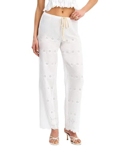 Miss Circle Raina Cotton Eyelet Straight Pants In White