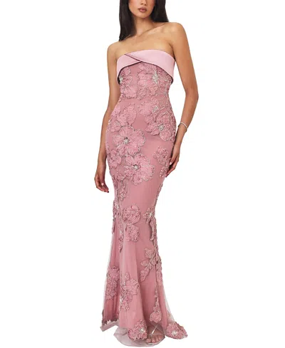 Miss Circle Raphaela Floral Beaded Mermaid Maxi Dress In Pink