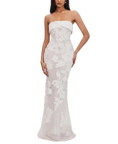 Miss Circle Raphaela Floral Strapless Mermaid Wedding Dress In White