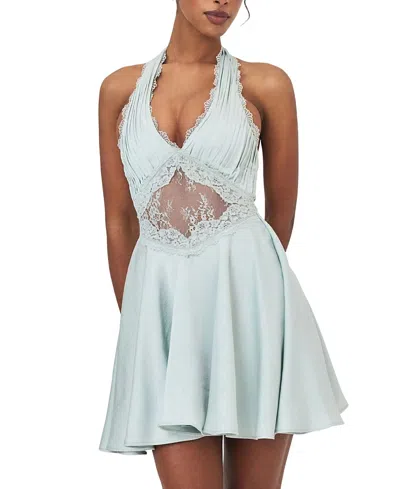 Miss Circle Rianna Crinkle Satin Halter Mini Dress In Multi