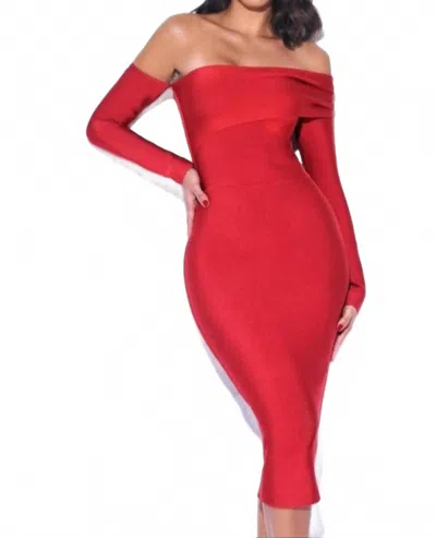 Miss Circle Shayla Bandage One Shoulder In Red