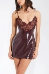 Miss Circle Shelby Lace Faux Leather Mini Dress In Gold