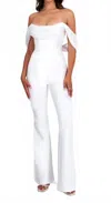 Miss Circle Sherlyn White Drape Off Shoulder Jumpsuit In White