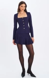 Miss Circle Skylar Pleated A-line Mini Skirt In Blue