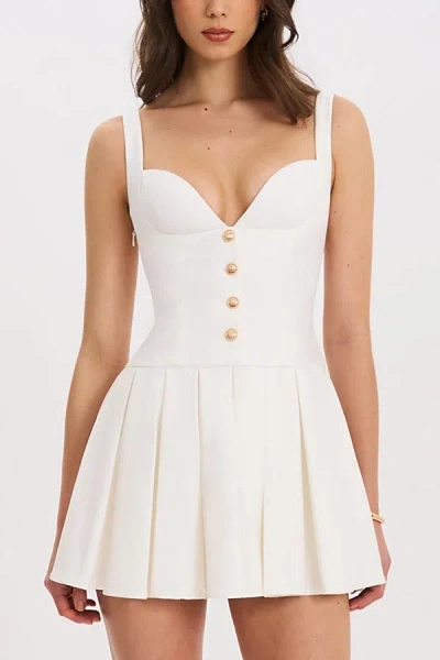 Miss Circle Tala Sleeveless Pleated Preppy Mini Dress In White