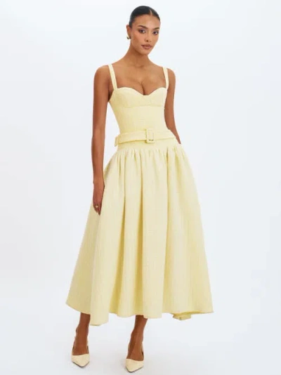 Miss Circle Tiana Sweetheart Belted Midi Dress In Yellow