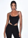 Miss Circle Tristyn Crystal Strap Corset Top In Black