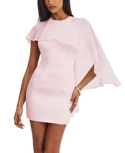 Miss Circle Umeko Asymmetrical Cape Mini Dress In Pink
