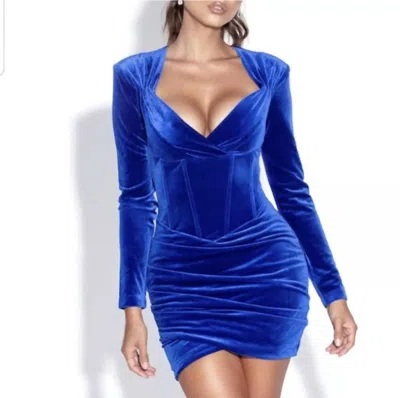 Miss Circle Velvet Dress In Royal Blue
