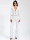Miss Circle Waleria White Stretch Crepe Flare Pants In White
