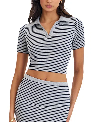 Miss Circle Westley Lyocell Jersey Striped Polo Top In Multi