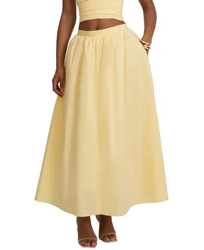 Miss Circle Wina Cotton Poplin Low-waisted Maxi Skirt In Yellow