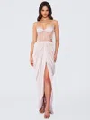 Miss Circle Women Cadence Champagne Satin Crystal Embellished Corset Dress In White