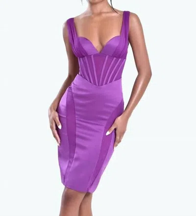 Miss Circle Women's Dahlia Mesh Corset Satin Dress In Purple