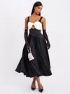 Miss Circle Women Edda Black Maxi Gown With White Bow In Black