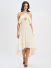 Miss Circle Women Idra Lace Trim Sleeveless Crochet Midi Trailing Dress In Yellow