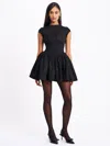 Miss Circle Women Jacqueline Backless Black Mini Puffy Suede Dress In Black